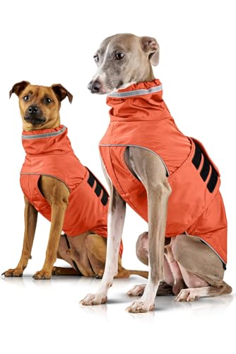 ZAUBERPFOTE® Hunderegenmantel London I Mit extra langem YKK® Reißverschluss für Halsband & Geschirr I Für kleine, mittlere & große Hunde I Wasserdicht & Maschinenwaschbar I Regenmantel für Hunde (50)