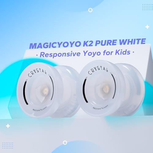 Image of MAGICYOYO K2 Crystal Yoyo for Kids 8-12 & Beginners, Durable Plastic Responsive Yoyo Professional with Finger Spin Function, Includes 12 Yo-yo Strings, Yo yo Glove & Bag (Pure White)