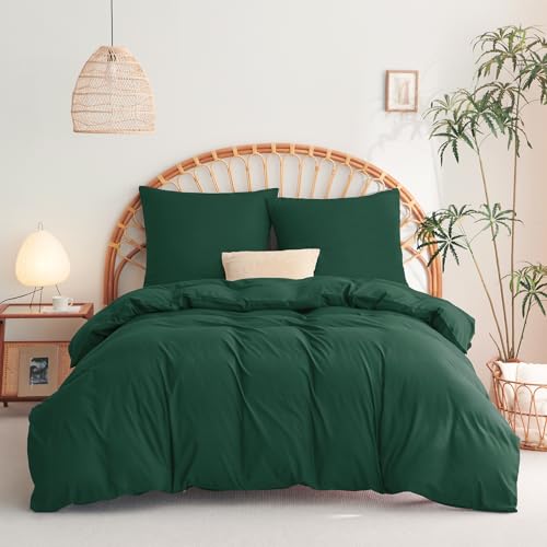 WAVVE Bettwäsche 155x220 3teilig Smaragdgrün - 1 Bettbezug 155 x 220 cm...