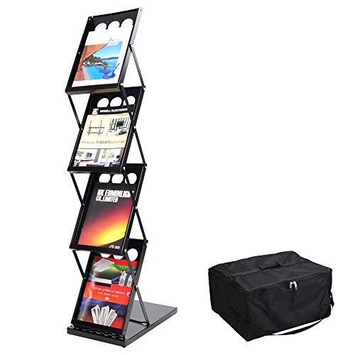 Yescom Pop Up 4 Pocket Foldable Magazine Brochure Rack Book Literature Holder Tradeshow Display Stand w/Carrying Bag