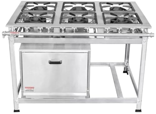Fogão Industrial 6 Bocas 30x30 P7 em Aço Inox com Forno