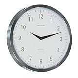 Qwirly Store: Metropolitan #30466002100 Quartz Stainless Steel Wall Clock by Hermle - Large Decorative Hanging Round Clock for Home and Office