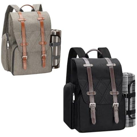 Picnic Backpack for 4 Person with Large Insulated Cooler Bag, Picnic Basket Set with Wine Pouch, Waterproof Picnic Blanket & Cutlery Set. Perfect for Beach, Camping, Party Cover