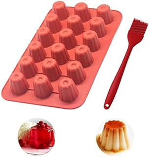 18 Cavity Round Cylinder Silicone Mould 18 Hole Non-stick Canelé Mould Baking Tin Canneles Cake Pan Diy Soap Mold Cupcake Silicone Mold Baking Tray Bakeware w/Silicone Brush