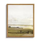 VIYYIEA Framed Canvas Wall Art Home Decor, Farmhouse Decor Rolling Valleys under Clear Skies Rustic Wall Painting, Vintage Art for Bedroom Office Living Room Decor, 9'x11'