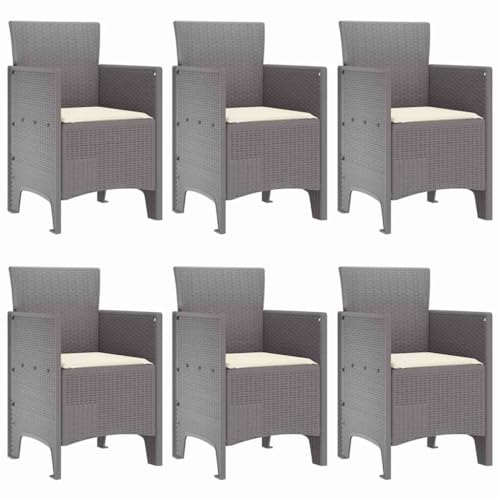 vidaXL 7 Piece Light Grey Rattan Garden Dining Set - All-Weather Outdoor Furniture - Image 5