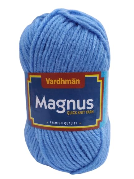 Image of VARDHMAN Acrylic Knitting Wool Sky Blue Ball (200 G). Soft Wool Ball Hand Knitting Wool /Art Craft Fingering Crochet Hook Yarn for Sweaters, mufflers, caps, Soft & Thick (mota) Wool, Green, Standard