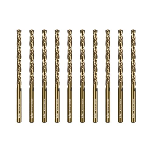 SALI 10 Stücke M35 HSS Cobalt Bohrer Set mit Spiralbohrer 4.8mm HSS-Co Stahlbohrer Eisenbohrer Metallbohrer Set für Holz, Metall, Kunststoff, Aluminium, Hartplastik, Edelstahl
