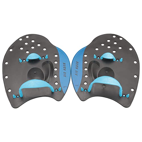 KiBcsLic Unisex Swimming Hand with Adjustable Straps Water Gloves Training for Men and Women, Blue S