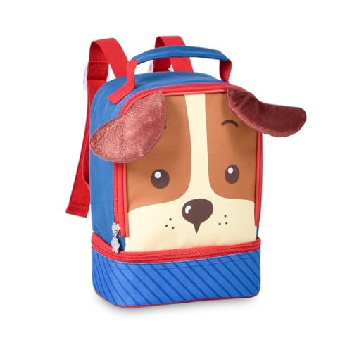 Mochila de Carrinho e Lancheira Térmica Kit Escolar Clio Pets Cachorrinhos (Azul Escuro)