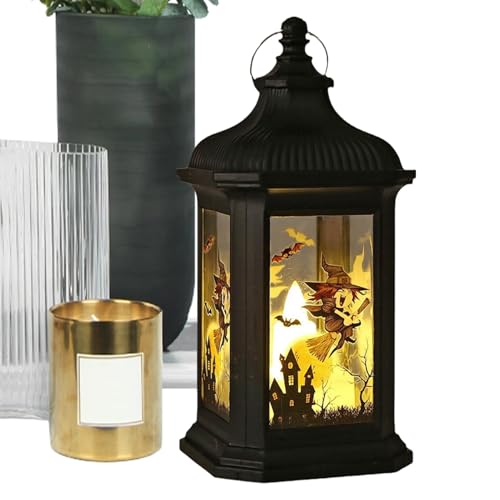 Linternas De Halloween - Linternas De Velas LED | Luces Decorativas De Farol Festivo | Linterna De Vela Decorativa | Lámpara De Viento LED Para Decoraciones De Halloween | Linterna De Vela LED Portáti
