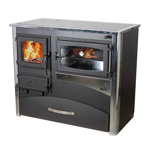 Produktfoto von Kaminofen mit Backfach und Herdplatte mit Glaskeramik ABC Concept 2 Air Rechts Mehrfachbelegung Holzofen 11,6 kW Kamin…