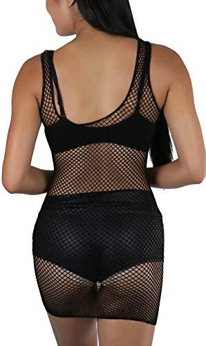Image of ToBeInStyle Women's Stretch See Through Fishnet Novelty Mini Rave Party Dress
