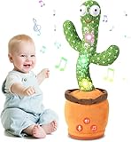 TWORIVER Dancing Talking Cactus Baby Toy, Mimicking & Repeating with Singing, Dancing and Recording, Volume Adjustable, Easter Basket Stuffers for Infants Toddlers Boys and Girls
