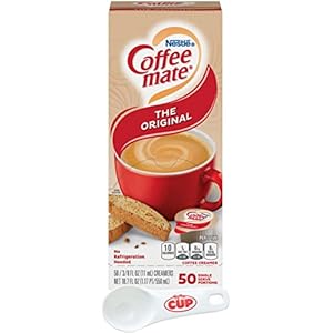 Nestle Coffee mate Liquid Coffee Creamer Singles, Original, 50 Ct Box with By The Cup Coffee Scoop