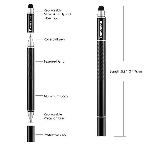 Fine Point Capacitive Stylus Pen for iPad, iPhone, Tablets,Cell Phones [ Fine Point & High Sensitivity Disc Tip Series ] with 2 Replaceable Disc Tips, - Thumbnail 3