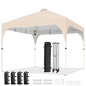 Yaheetech Vouwpaviljoen, pop-up paviljoen, tuinpaviljoen, stabiel, in hoogte verstelbaar, waterdicht, zonwering, met ventilatie, roldraagtas, voor outdoor, markt, tuin, binnenplaats
