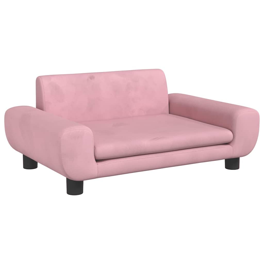 Panier pour chien en velours rose - Dimensions 70 x 45 x 33 cm avec rembourrage en mousse