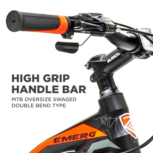 Image of KROSS Emerg 29T Unisex Matt Black Multispeed (Shimano 24-Speed) MTB | Alloy Frame with Dual Disc Brakes and Front Suspension Fork | Ideal for 15+ Years (Orange)
