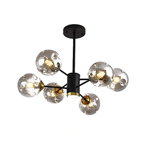Plafonnier en verre et métal noir de qualité supérieure style rétro S3YT8U