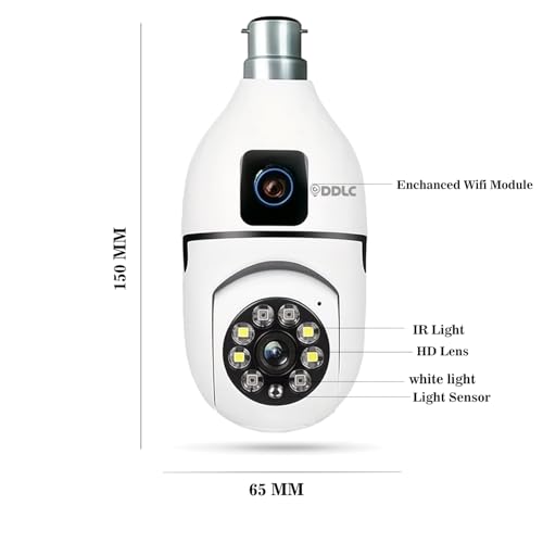 Image of DDLC 4MP Dual Lens Light Bulb Security Camera: Innovative 2-in-1 Double Lens WiFi Camera with 360 PTZ View, AI Motion Tracking, Full Color Night Vision, Siren Alarm (Dual Lens Light Bulb)