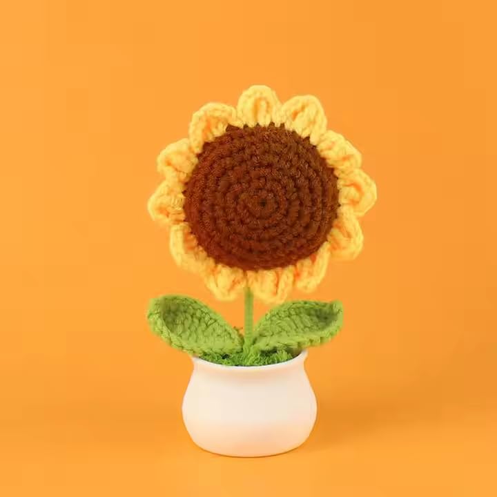 Image of Cute Emotional Support Crochet Toys Handmade Gifts with Message for Women Men Friends Coworkers, Birthday Christmas Valentine's Gift (Crochet Sunflower + Turtle)