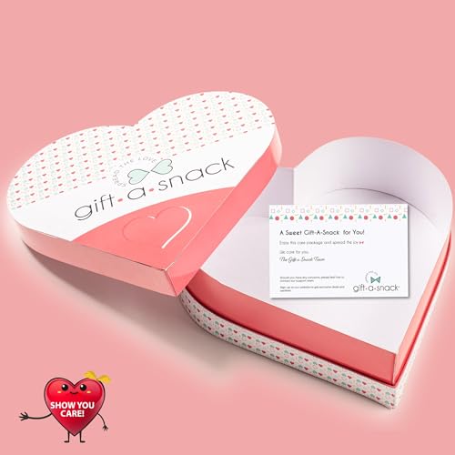 Image of Gift A Snack - Valentines Day Heart Shape Snack Box Variety Pack Care Package + Greeting Card (40 Count) Birthday Sweet Treats Gift Basket, Candies Chips - Office Food Assortments