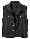 SUSHIMIAN Men's Denim Vest Casual Vintage Biker Cowboy Jeans Gilet Sleeveless Denim Jacket Battle Vests, Black, XL