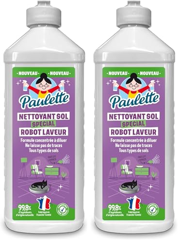 Paulette - Nettoyant Sol Spécial Robot Laveur - Parfums Lavande - Certifié Ecocert - Fabriqué en France - 500 mL (Lot de 2)