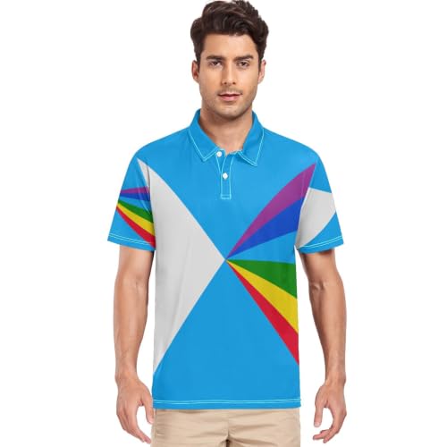 Polo de golf homme col classique motif drapeau de la paix tissu respirant