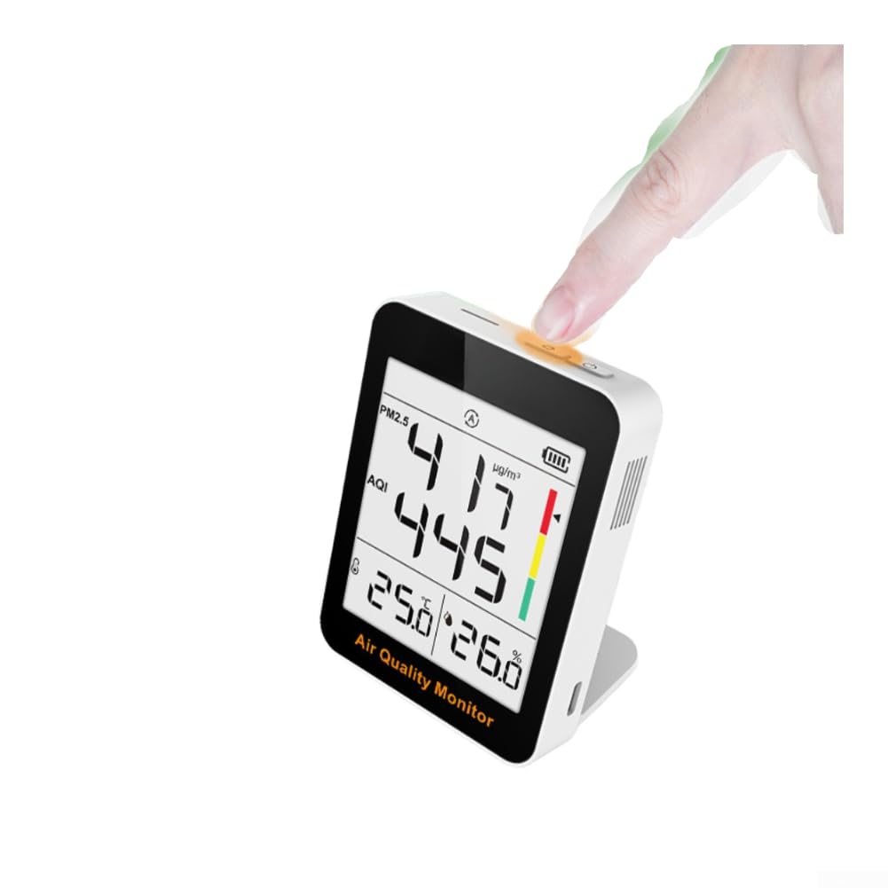 Luftqualitätsmesser Mit Digitalem Display Für Temperatur Und Feuchtigkeit, PM2.5 Sensor Mit Dreifarben-Anzeige, Smart & Energiesparmodus, Magnetische Rückseite Für Wohnzimmer Büro Kinderzimmer (S1UP)