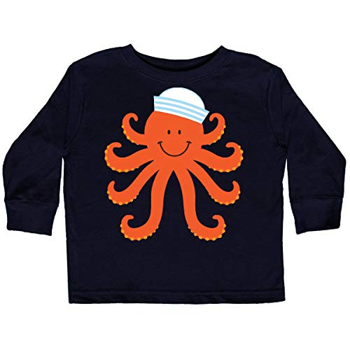 inktastic Orange Octopus Cute Sea Creature Nautical Toddler Long Sleeve T-Shirt