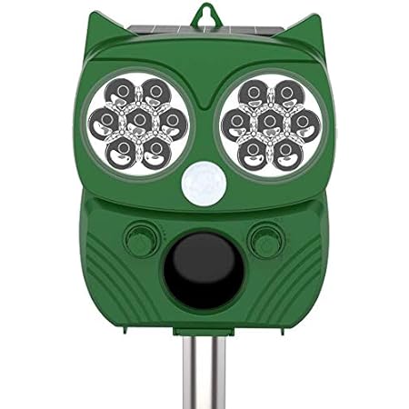 ZOVENCHI Ultrasonic Animal Repellent, Outdoor Solar Powered and Waterproof PIR Sensor Repeller, Motion Activated with Flashing LED Light and Sound Effectively Scares Away Cats, Dogs, Foxes, Birds