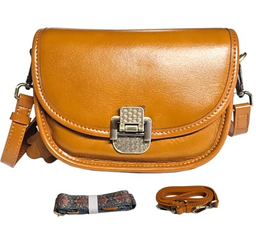 Women Genuine Cow Leather Mini Small Crossbody Shoulder Bag with 2 Detachable Adjustable Straps