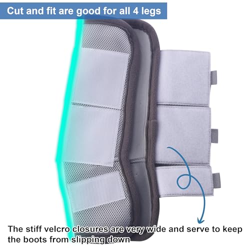 Image of LEAFOREST Horse Fly Boots Set of 4 - Non Slip Leg Protection for Donkey Mini Pony Draft, Breathable Mesh Fly Boots for Pasture & Barn Use Grey Cob