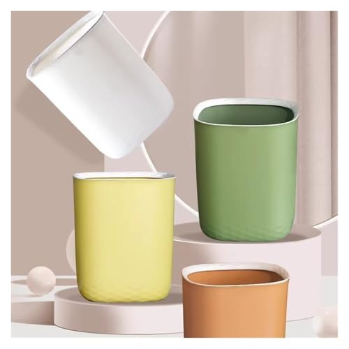 Caneca de basura blanca cilíndrica grande para hogar miniatura 6