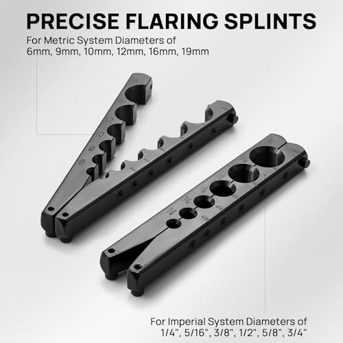 Image of TURBRO HVAC FlaringTool Kit for 1 /4 to 3 /4in Pipes, 45 Degree Eccentric Cone Type, 2 Flaring Splints, Single Flaring Tool with a Pipe Cutter and Deburring Reamer, for Copper and Aluminum Pipes