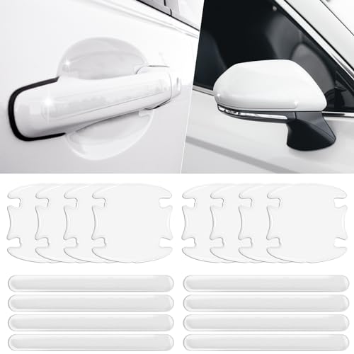 ElekTonny 16Pack Car Door Protector,Car Door Handle Scratch Potector, Transparent Car Door Handle Bowl Sticker,Car Protection Accessory for Scratch Prevention,Universal for Most Car Handles, White