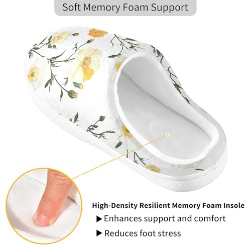JUNZAN Sweet Portulaca Grandiflora White Womens House Cotton Slippers Soft Memory Foam Indoor Slippers for Spa Funny Presents 6-72