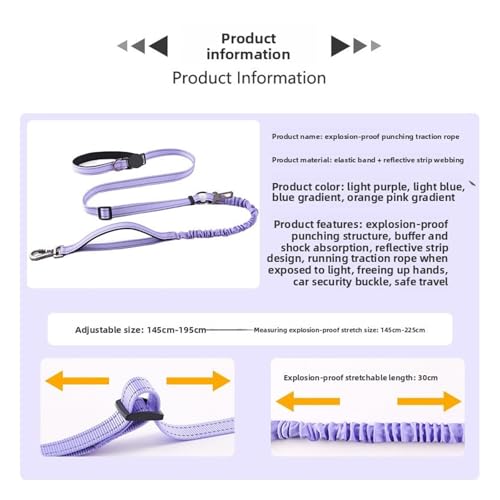 Laisse pour chien mains libres rose extensible contre les tractions - 4
