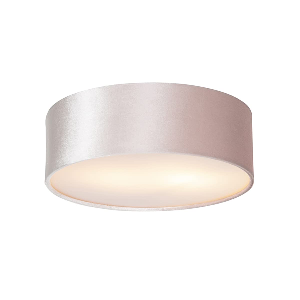 Qazqa - Ceiling Lamp I Ceiling Flush Light Pink 30 cm with Golden Inside - Drum- - Modern - Suitable for LED E27 | 2 Light - Fabric Flush Ceiling Light - Suitable for Living Room I Kitchen I Bedroom