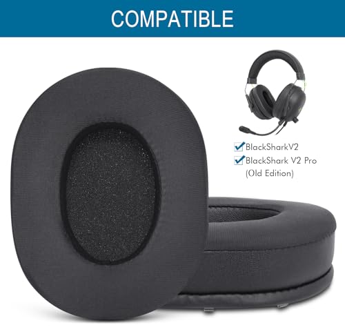 Almohadillas para auriculares con gel refrigerante para Razer BlackShark V2 / V2 PRO - Negro | Cojines de repuesto con tela ICE Silk y espuma viscoelástica para cancelación de ruido, instalación fácil miniatura 2