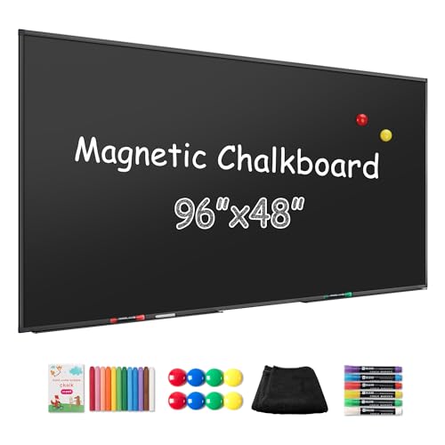 SELEAD Magnetic Chalkboard 96 x 48 Inches - Black Aluminum Frame