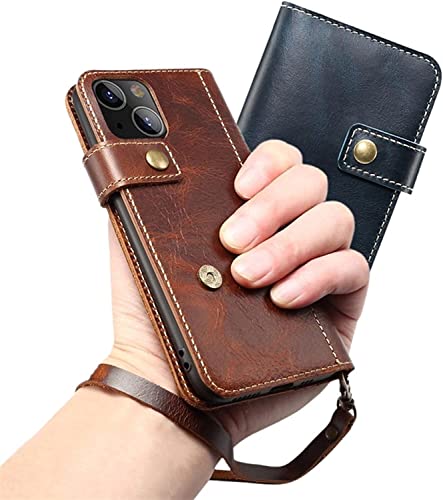 Étui à rabat iPhone 13 Mini en cuir véritable bleu idéal pour vos déplacements quotidiens - 3