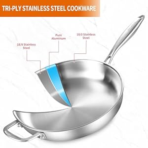   DELARLO-Tri-Ply-Stainless-Steel-Pan-with-Lid-12inchCompatible-with-All-Cooktops-Up-to-600Stainless-Steel-Skillet-12-inchHeavy-DutyFrying-Pan-with-Lid1810-Large-Cooking-SurfaceOmelette-Pan