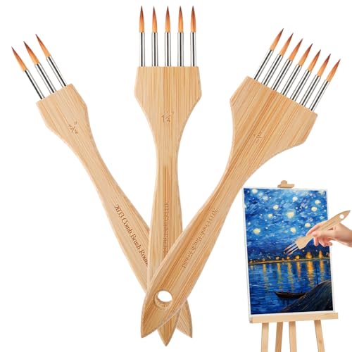 Juego De Pinceles para Pintura Artística | 3 Piezas para Texturas con Nylon Y Lana para Pintura Al Óleo - Juego de Pinceles con Peine | para Acuarela Principiantes Adultos Artesanía Cerámic