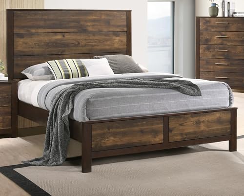 Mahogany 1pc Queen Size Bed Simple Modern Bede Paper Laminate
