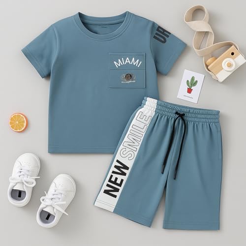 Image of Kidbea Kids Cotton T-Shirt and Shorts Set | Soft Breathable Co-Ord Outfit for Boys | Trendy & Stylish Summer Wear | Boys Clothing Set