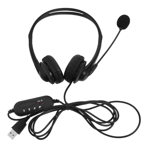 MERRYHAPY Auriculares con Cancelación de Ruido Cvc60 para Oficina y Centro de Llamadas Supraurales Negros con Micrófono y Control por Cable USB Compatibles con Computadora Ideales para