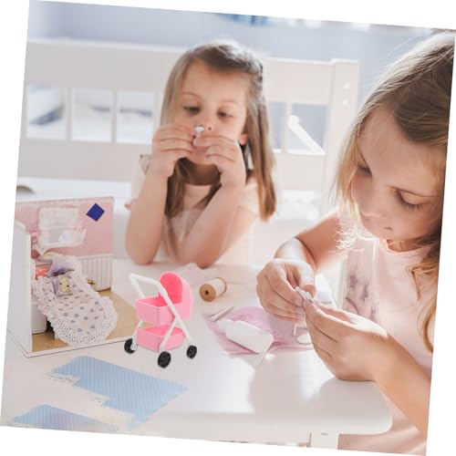 ZUNOXAZ Puppenwagen Miniatur Doll Carriage für Puppenhaus Dekoration Leicht Detailgetreu Fördert Kreativität und Eltern Junge Mädchen Interaktion – Bild 8